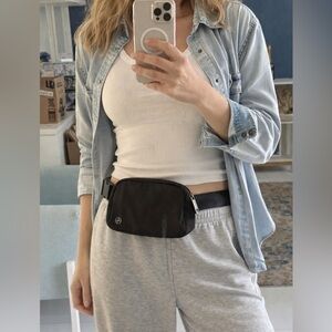 Pander waist pack bag, black crossbody, funny pack travel bag